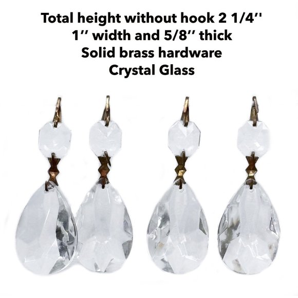 Lot of 4 Vintage Lamp Chandelier Part Tear Drop Crystal Glass Diamond Cut Prisms - Picture 1 of 3